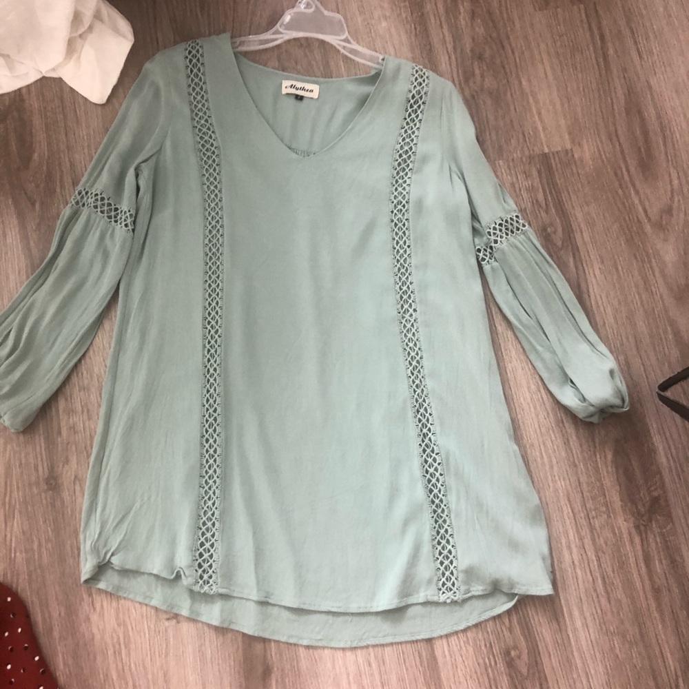 Mint long sleeve mini dress